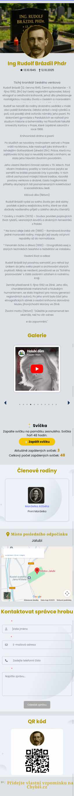 vCard Template Tichá vzpomínka